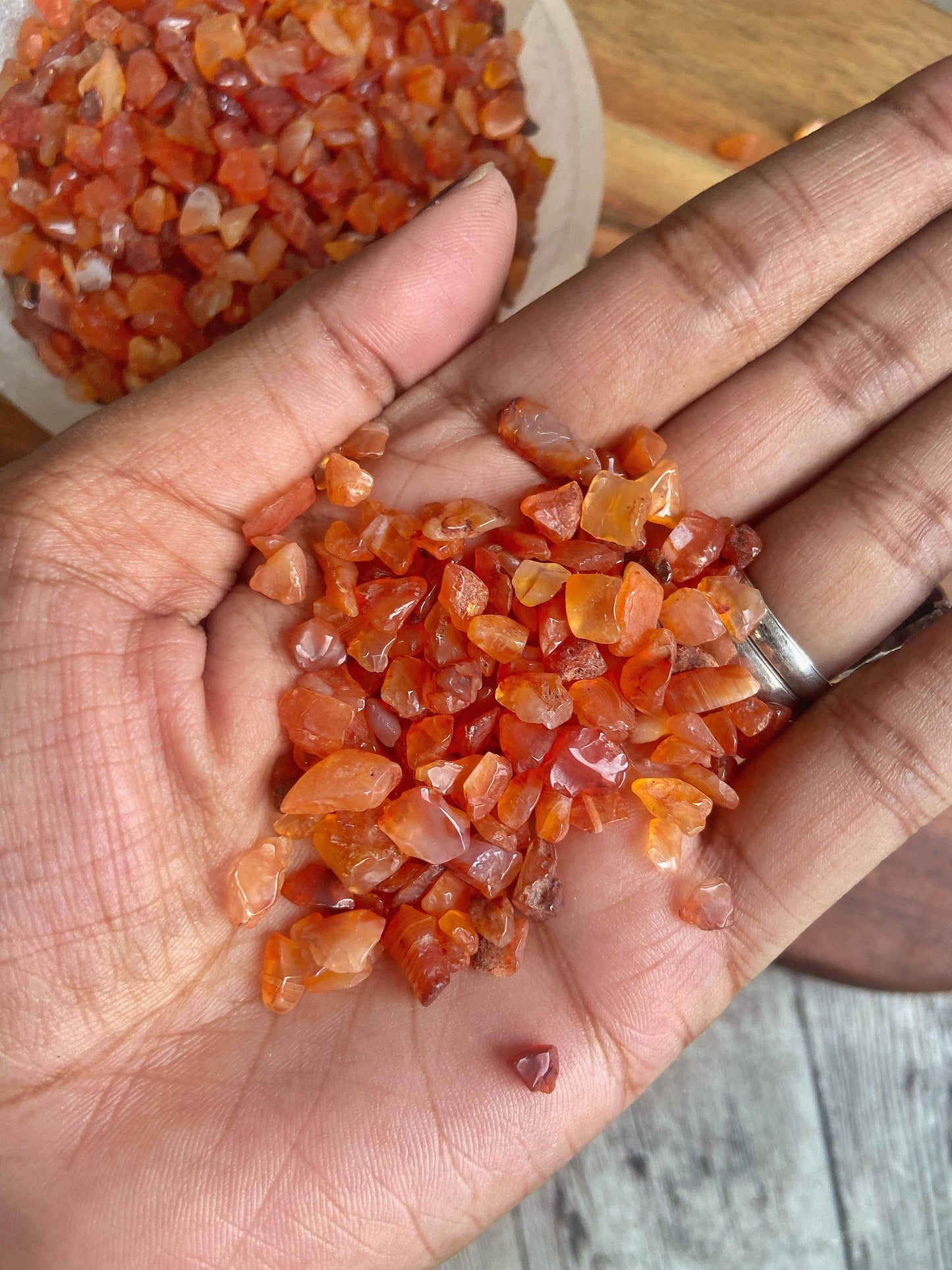 Orange Carnelian Chips - 50 Gm Crystal & Stones