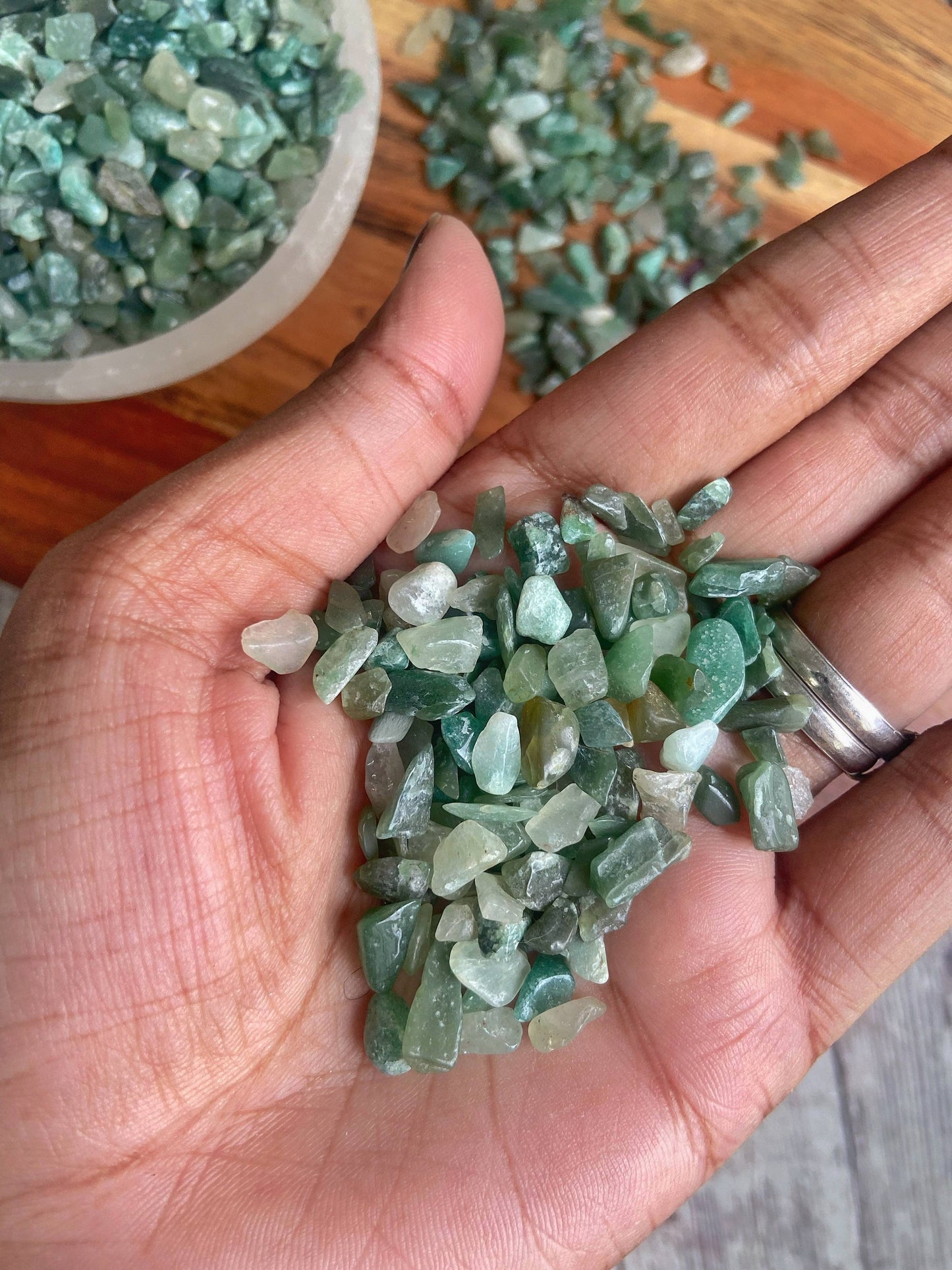 Green Aventurine Chips - 50 Gm Crystal & Stones