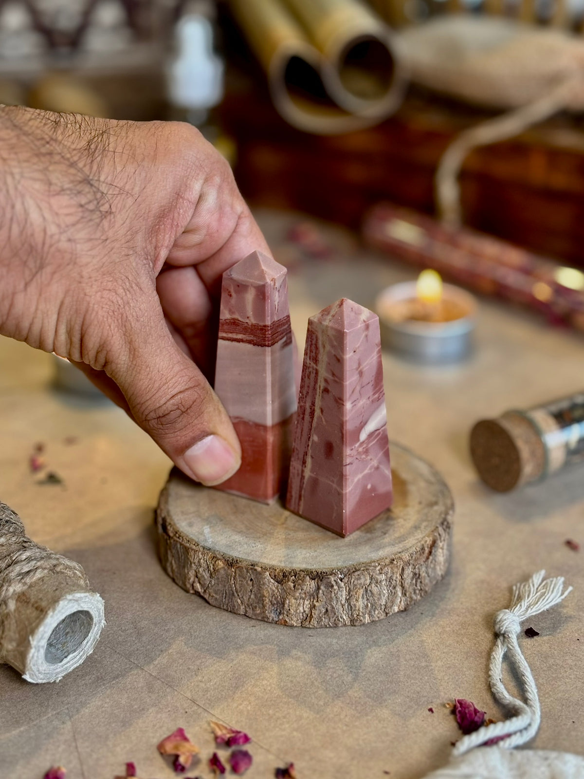 Mini Pink Candy Jasper Tower