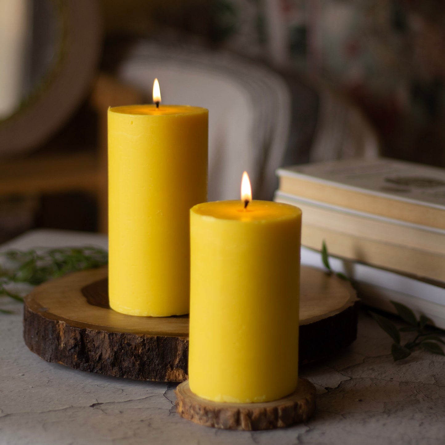 Yellow Pillar Unscented Soy Candle