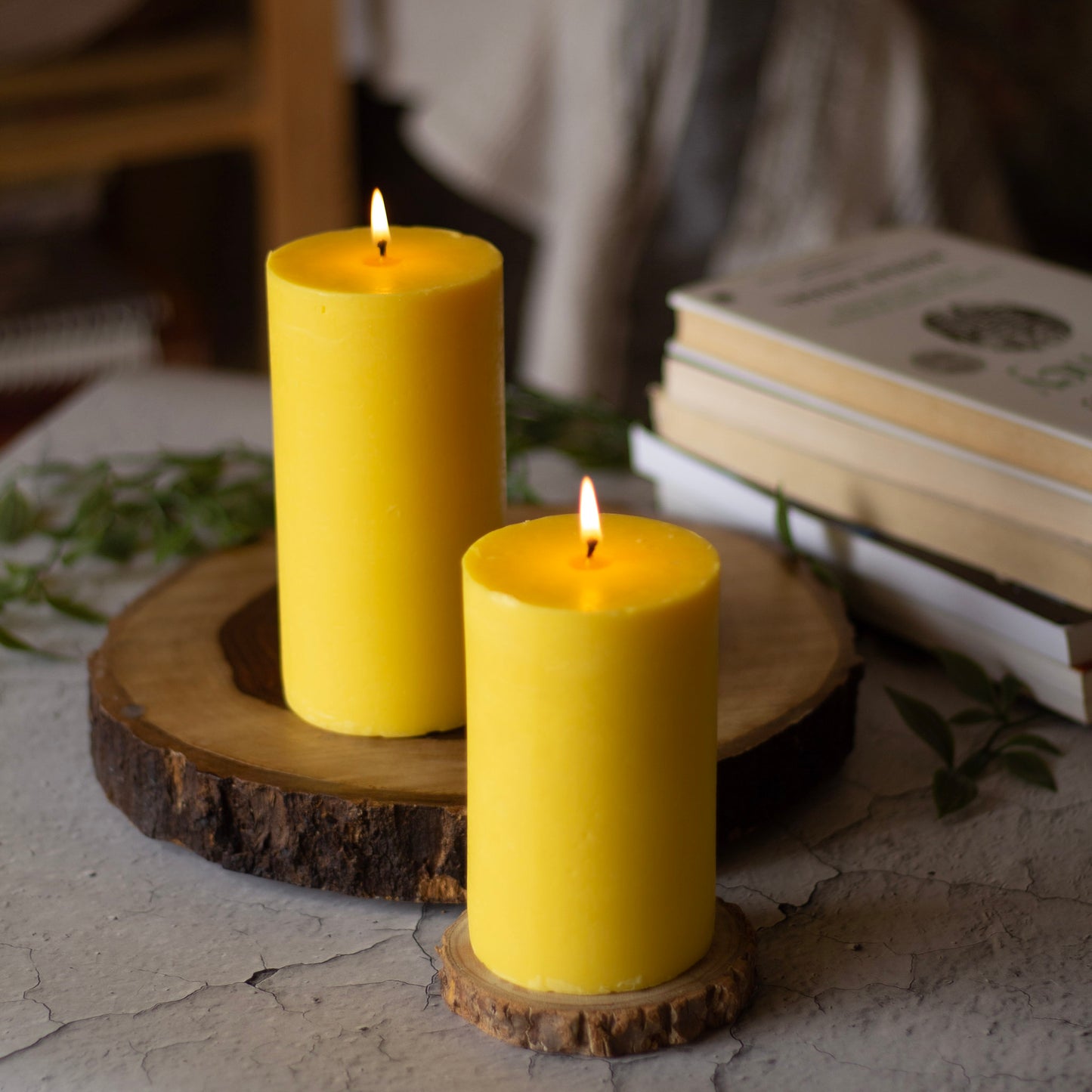Yellow Pillar Unscented Soy Candle