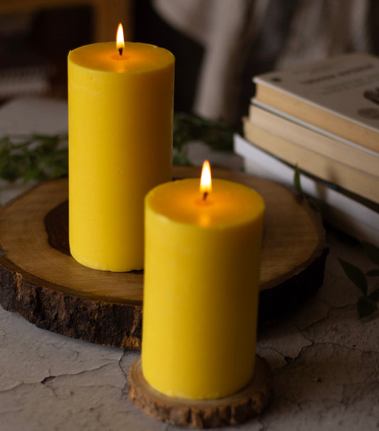 Yellow Pillar Unscented Soy Candle