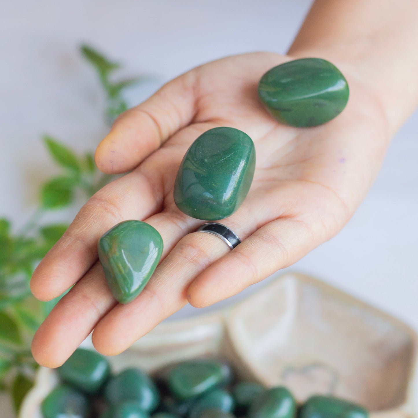 Green Jade Tumble Stone - Pack of 3 | Luck & Prosperity
