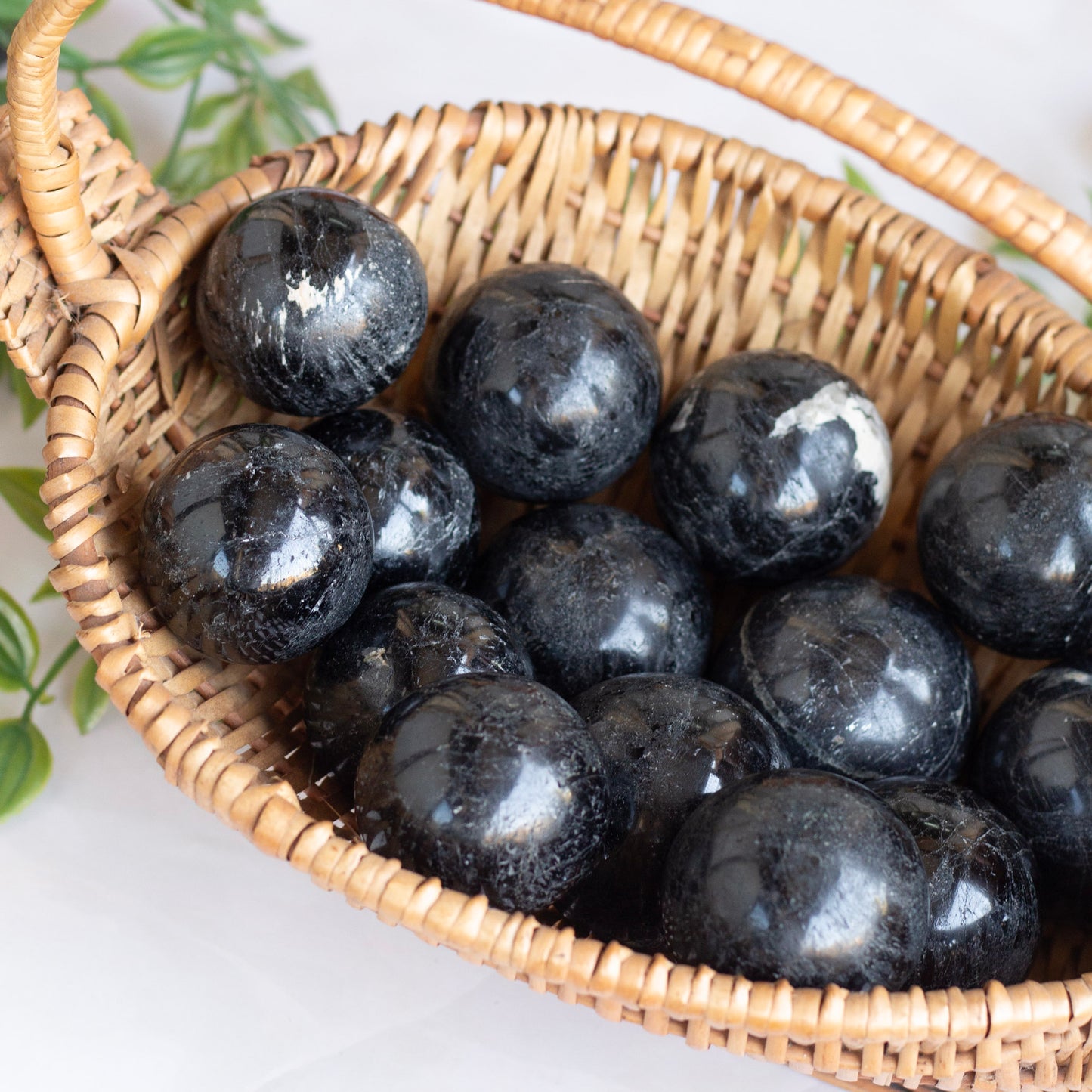 Black Tourmaline Sphere with mica inclusion | Stone of Protection