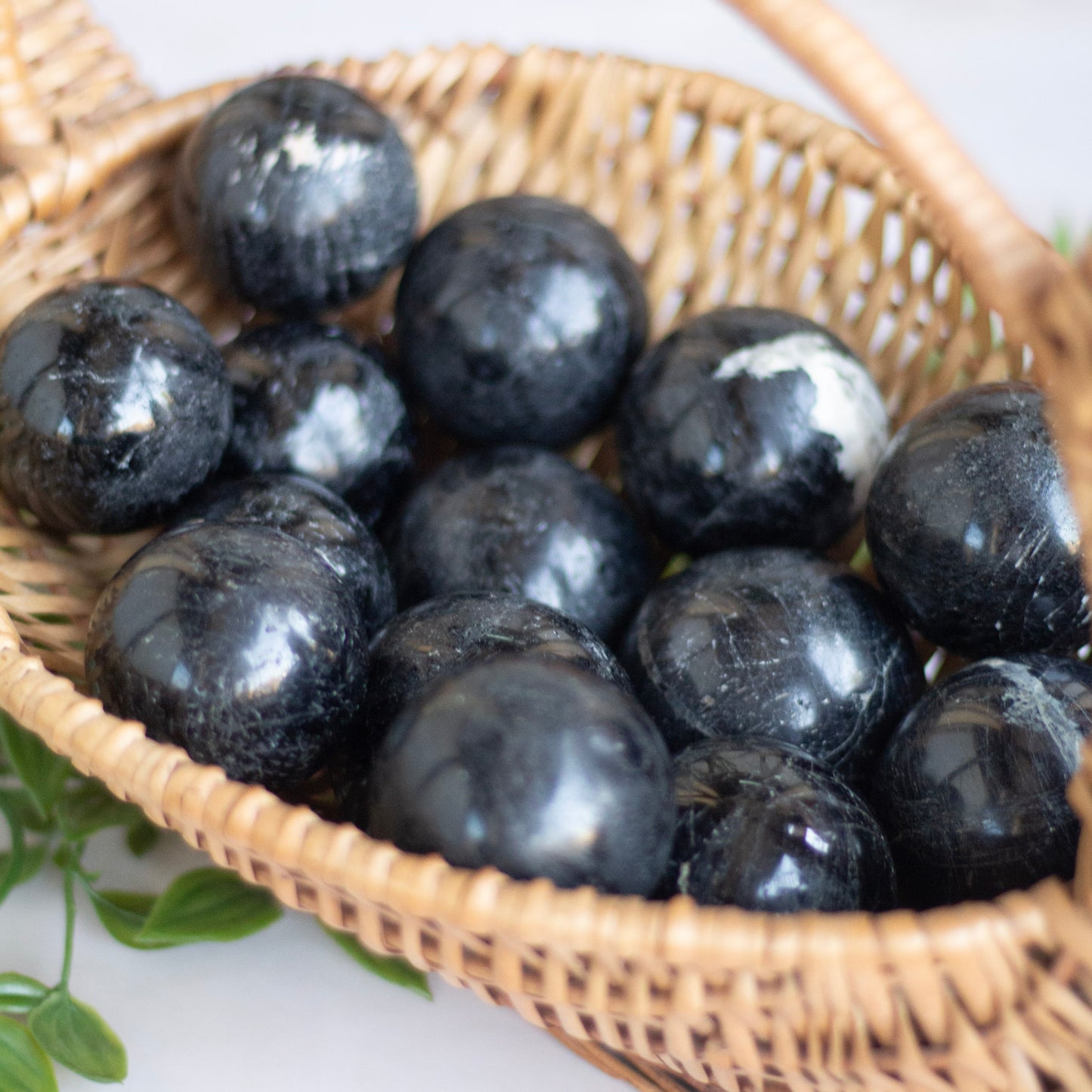 Black Tourmaline Sphere with mica inclusion | Stone of Protection