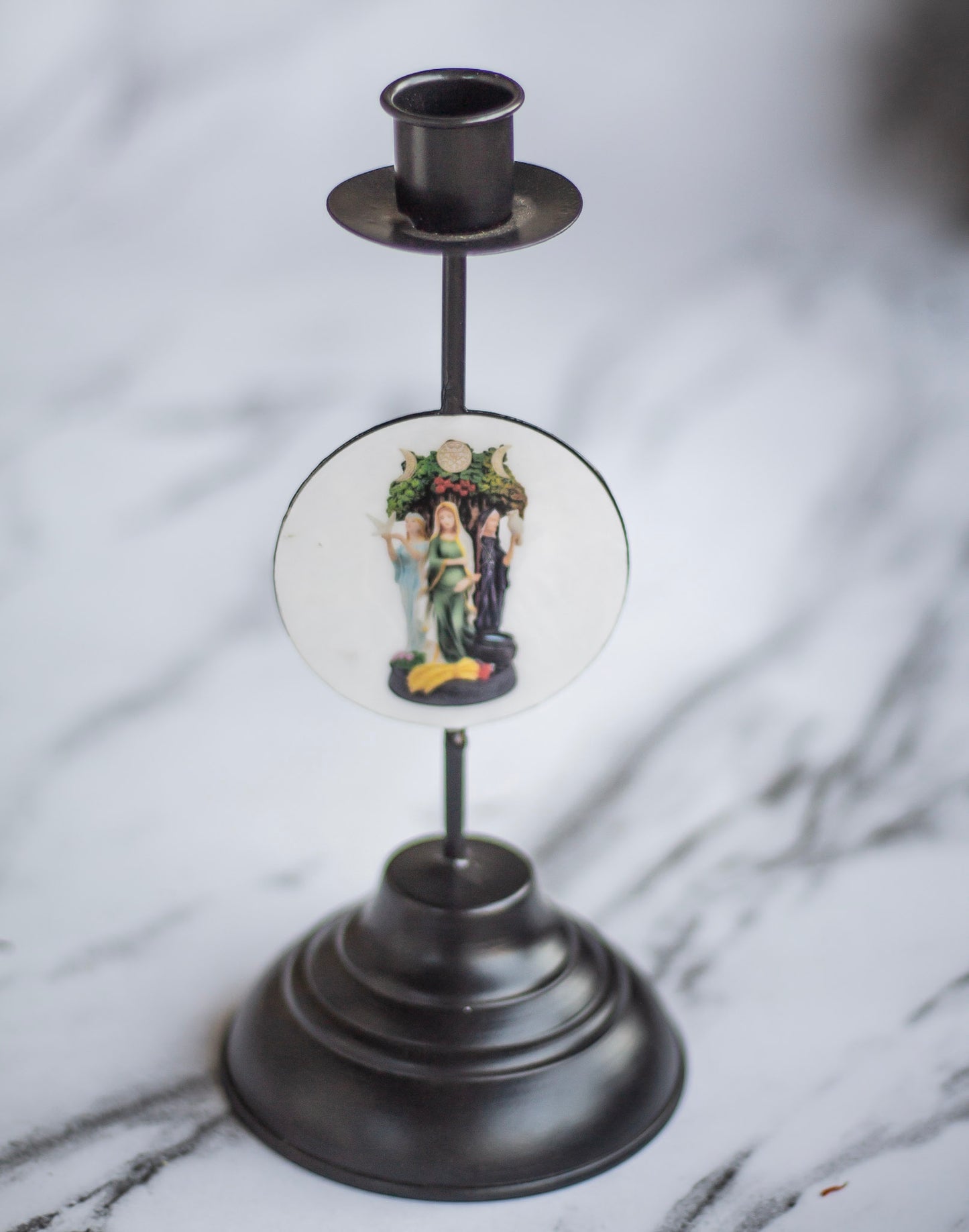 Triple Goddess Maiden, Mother & Crone Print Candle Holder | Altarware