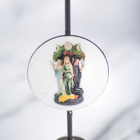 Triple Goddess Maiden, Mother & Crone Print Candle Holder | Altarware