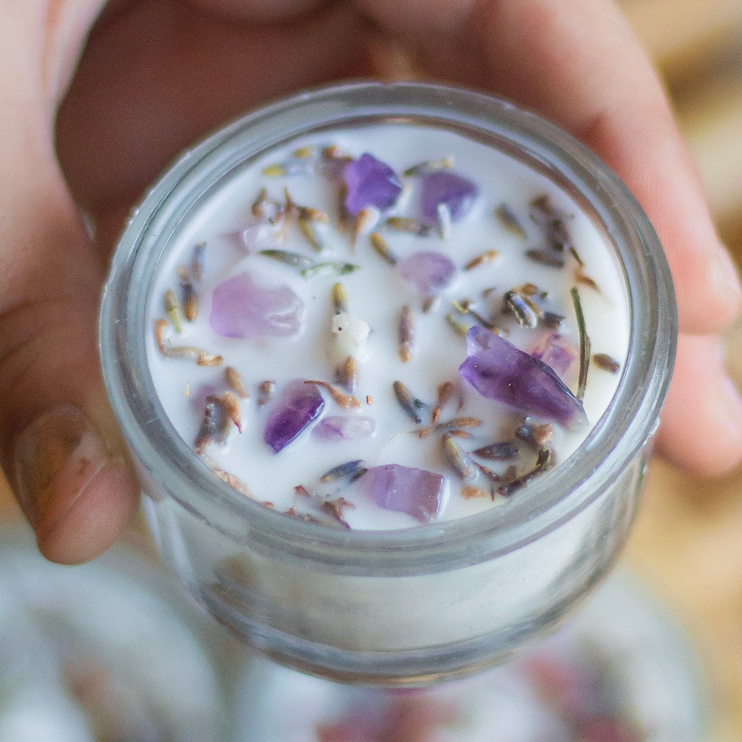 Crystal & Herbs infused Scented Soy Wax Tealight Candles Combo - Set of 8 | Glass Container