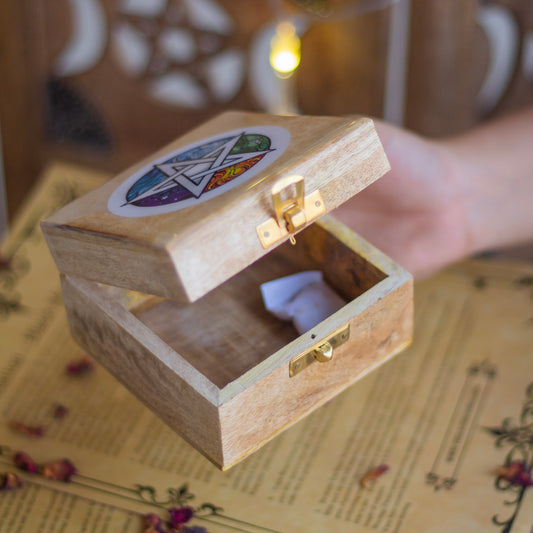 Elementary Pentacle Print wooden box | 4 Inches