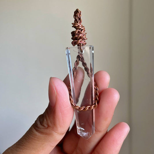 Clear Quartz Copper wire wrapped Pendant with cord | Master Healer