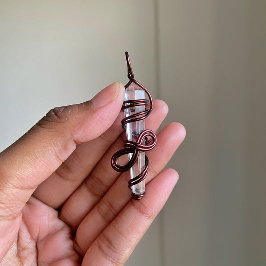 Clear Quartz Copper wire wrapped Pendant with cord | Master Healer