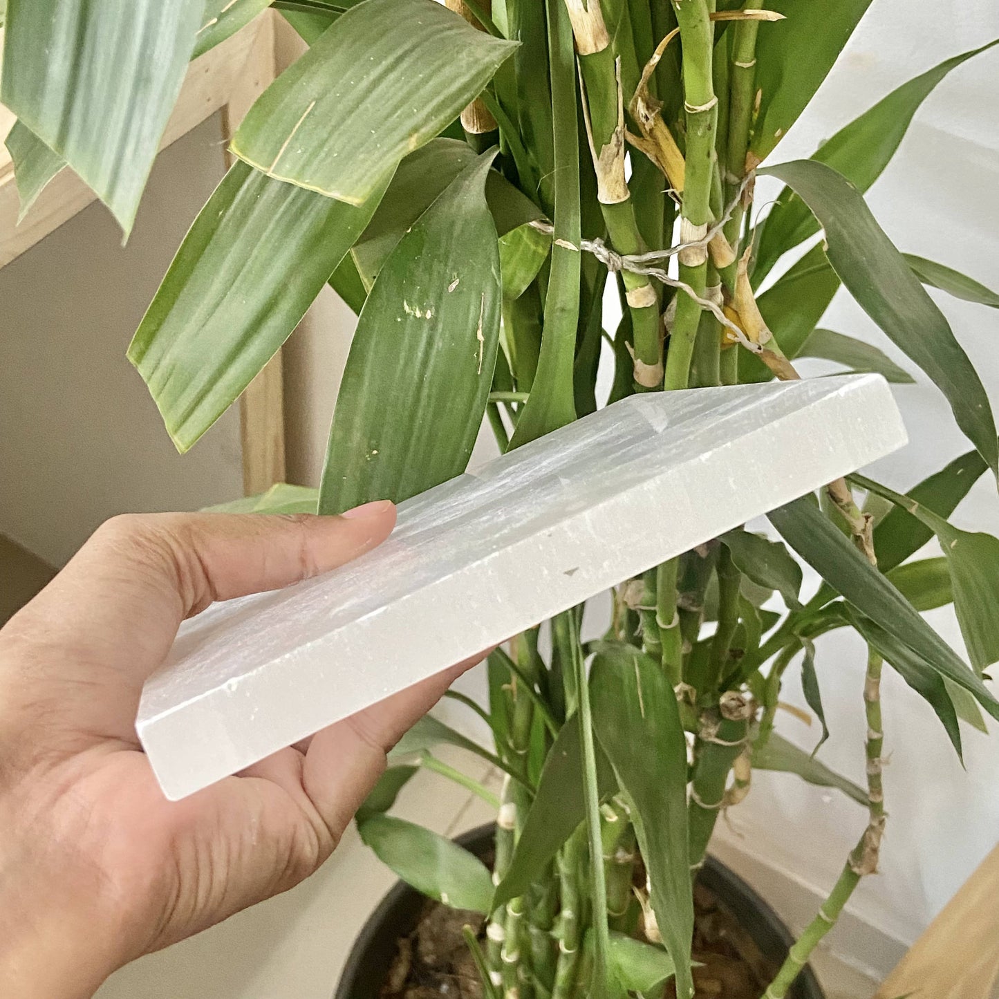 Selenite Square Crystal Charging Plate & Stones