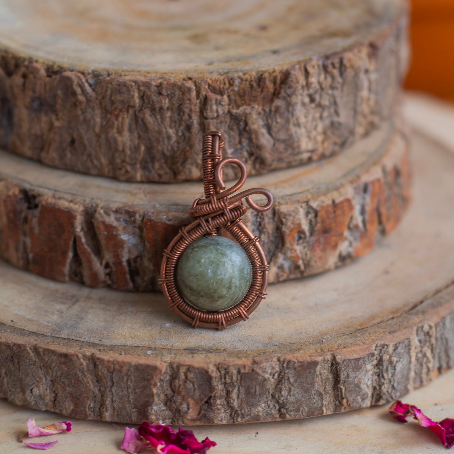 Labradorite Sphere copper wire Pendant with Cord | Promotes Spiritual Growth