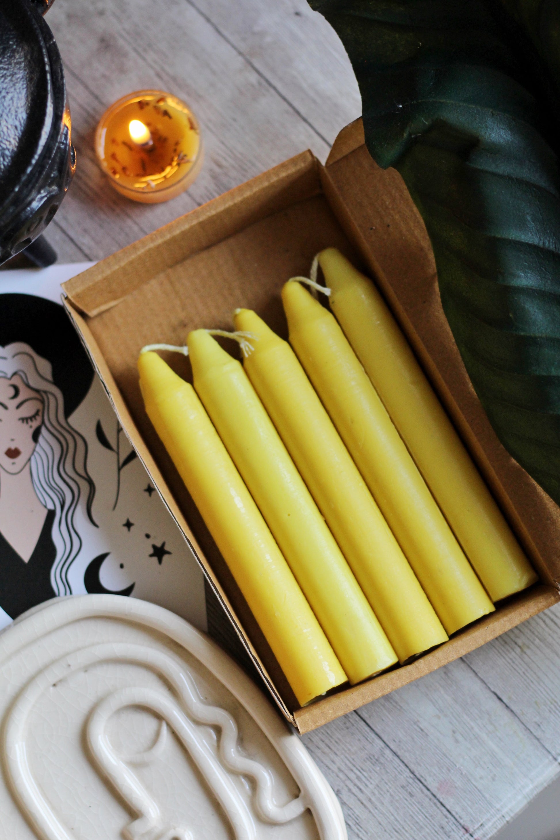 Yellow Mini Taper Candle Colour Candles