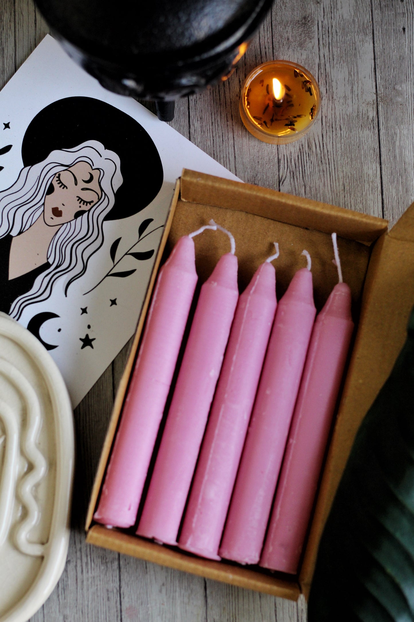 Pink Mini Taper Candle Colour Candles
