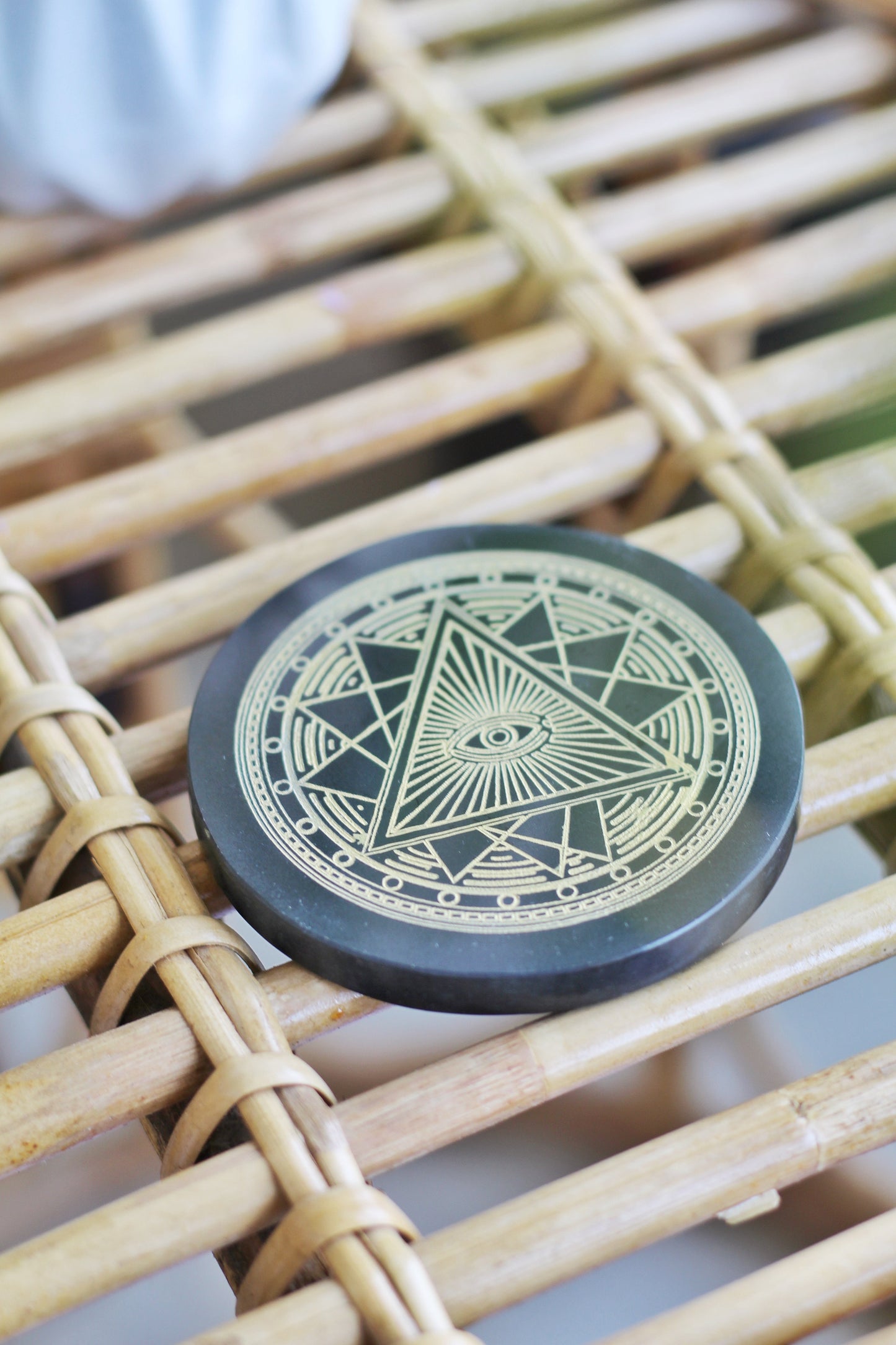 Black Agate Coaster Crystals & Stones