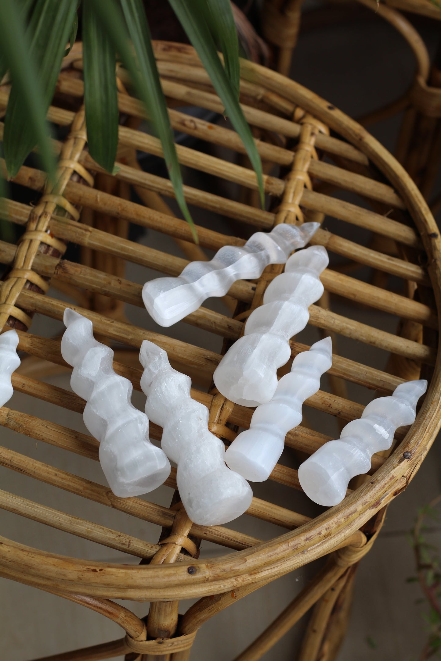 Selenite Spiral Tower - 4 Inches Approx Crystal & Stones