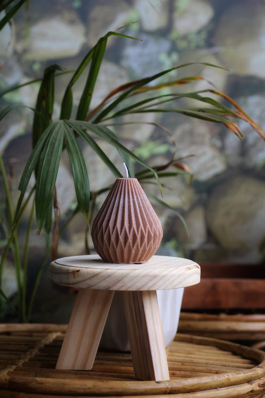 Small Lantern Irregular Shape Soy Candle -Ligh Brown