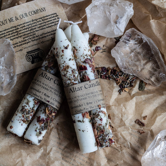 Altar Candle - Set of 2  | Taper Candle Infused with herbs | Soy Wax