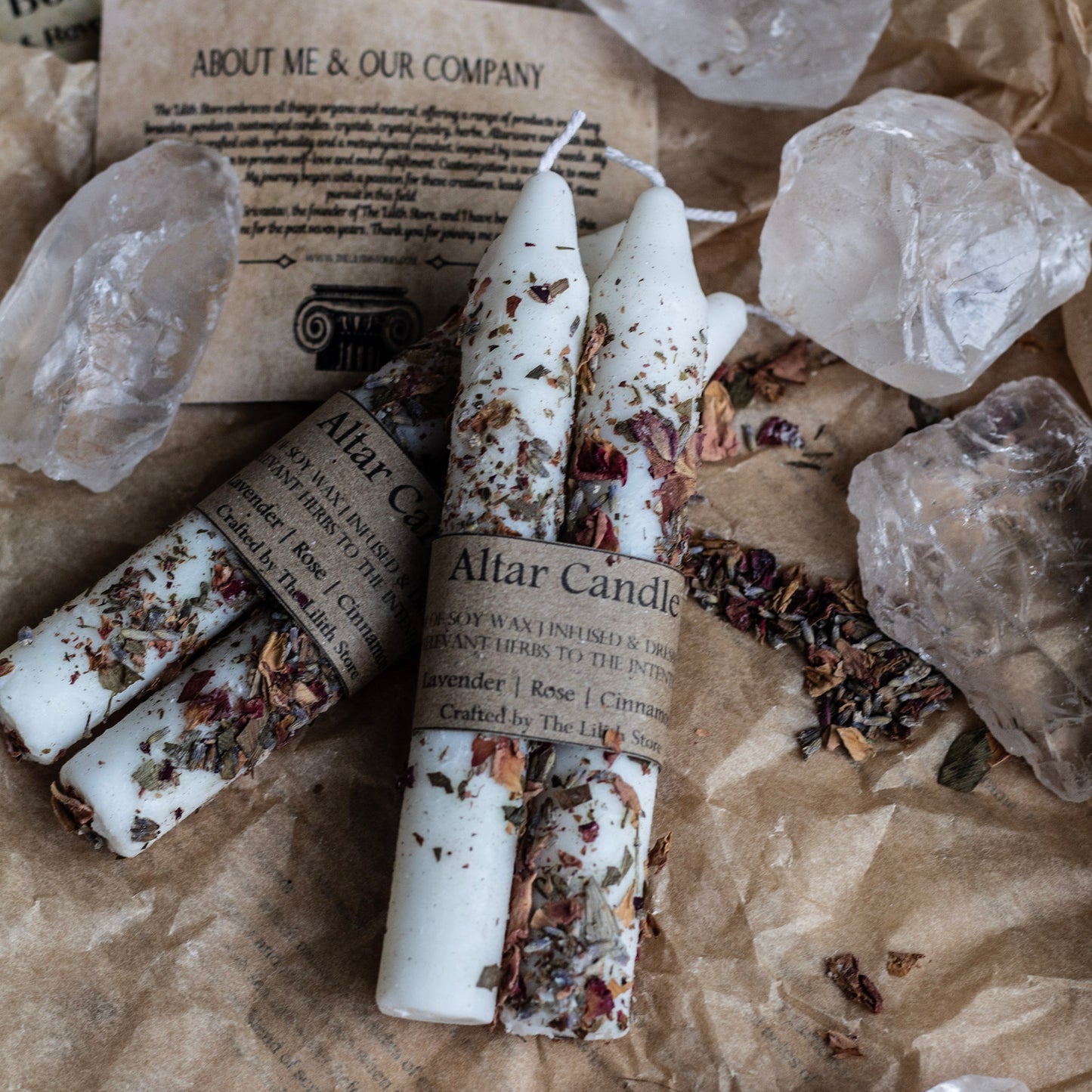 Altar Candle - Set of 2  | Taper Candle Infused with herbs | Soy Wax