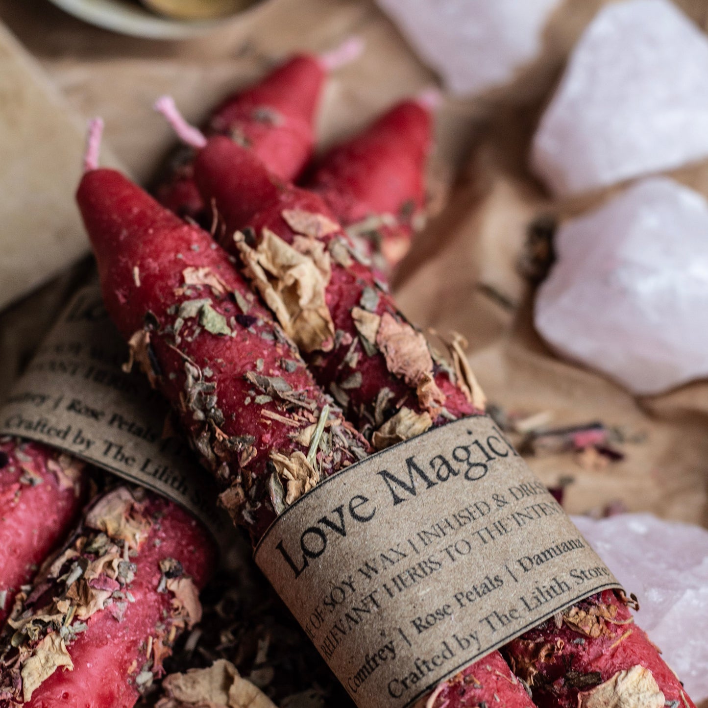 Love Intention Soy Candle - Set of 2 | Taper Candle Infused with herbs