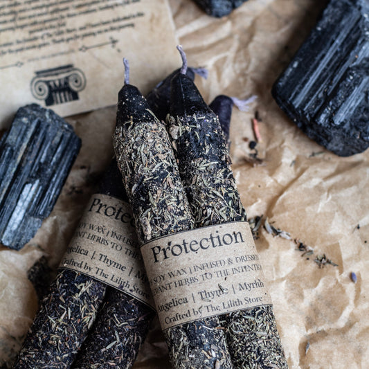 Protection - Set of 2 | Taper Candle Infused with herbs | Soy Wax