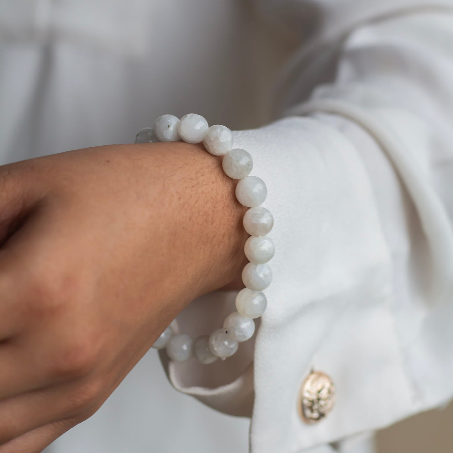 Rainbow Moonstone Bead Bracelet - 8mm | Cultivates Compassion & empathy