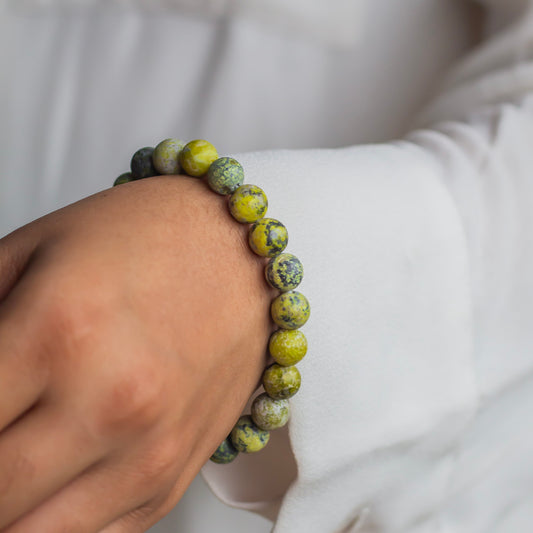 Serpentine Bead Bracelet - 8mm | Wisdom, Past Life memories, Intuition