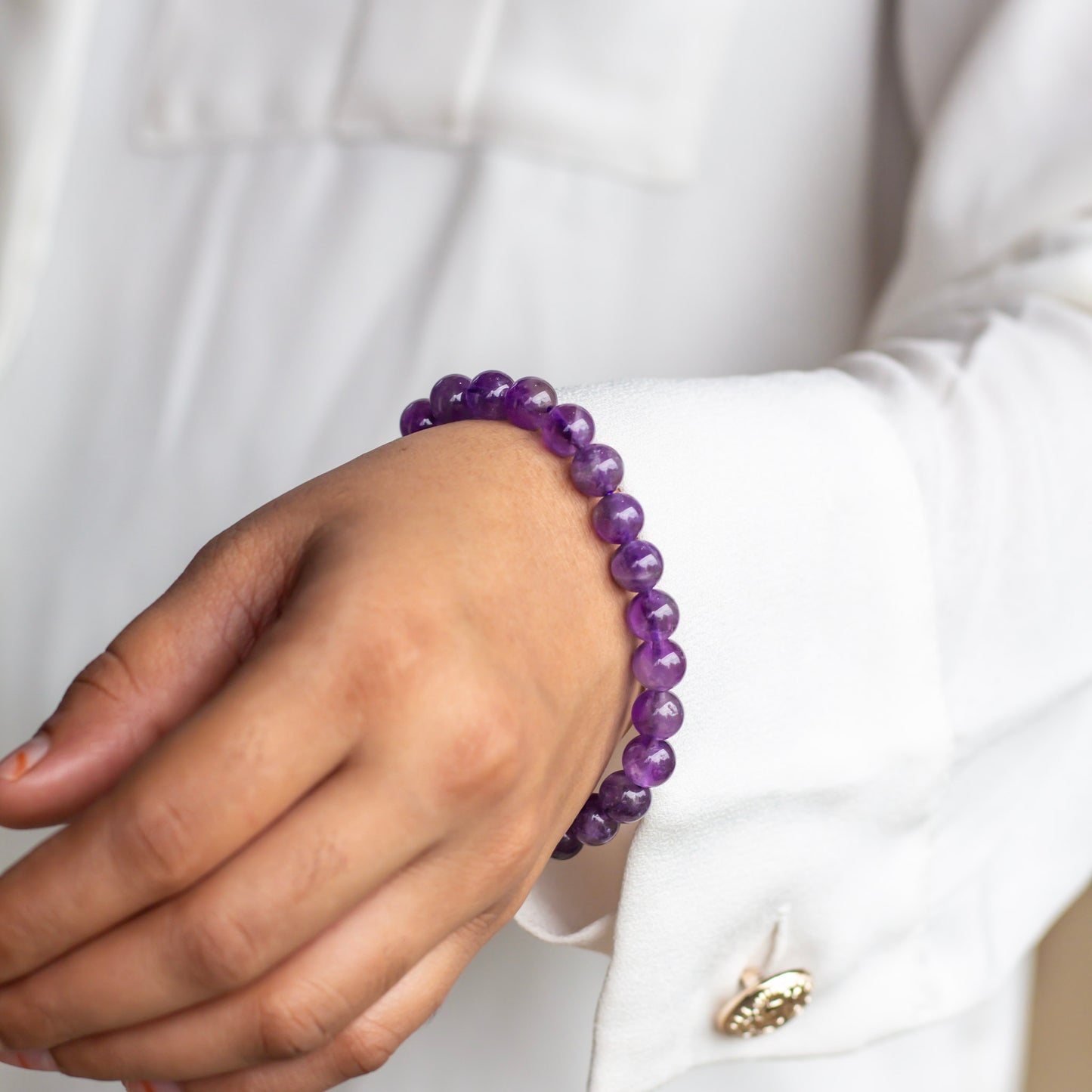 Amethyst Bead Bracelet - 8mm | Helps activating Third Eye & Psychic abilities