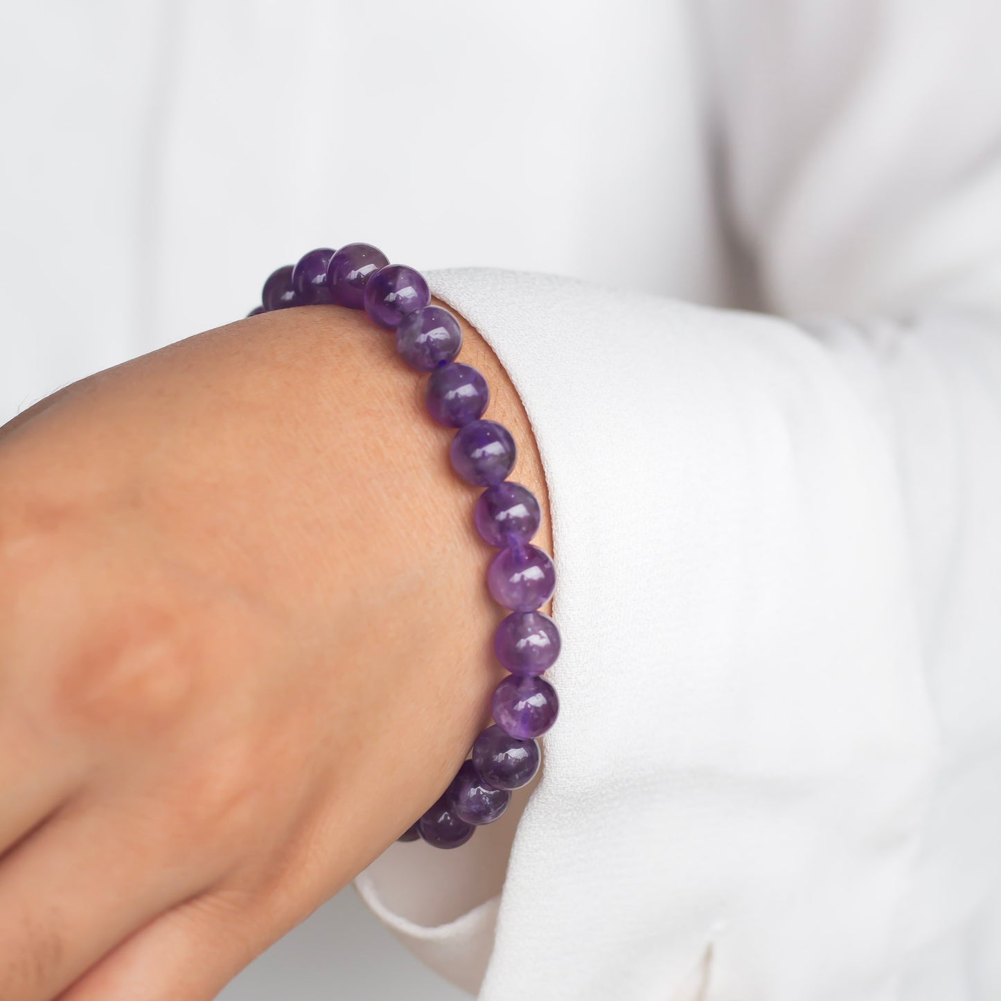 Amethyst Bead Bracelet - 8mm | Helps activating Third Eye & Psychic abilities