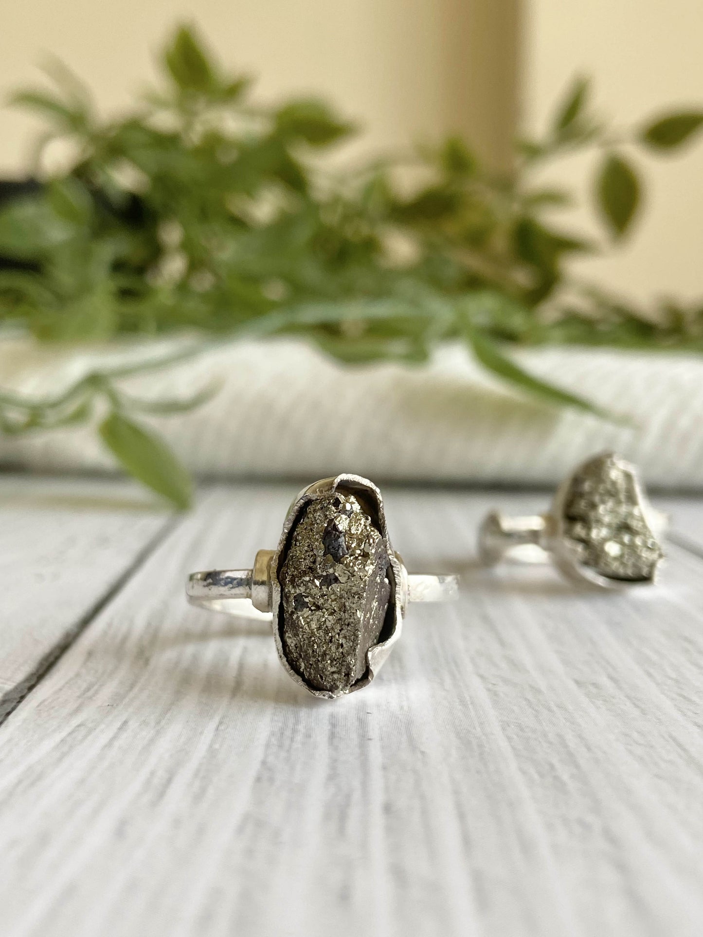 Raw Pyrite Fine Silver Ring | Financial Abundance & Protection Adjustable Crystal Jewellery