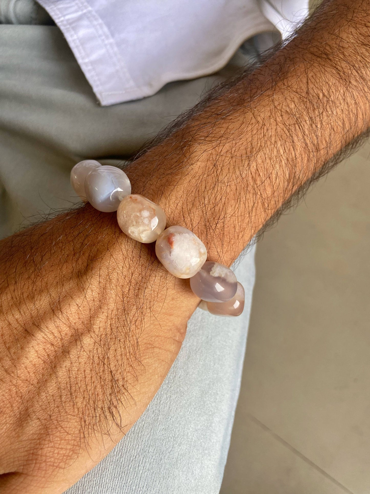 Flower Agate Tumble Bracelet Crystal & Stones