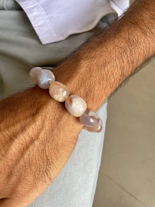 Flower Agate Tumble Bracelet Crystal & Stones