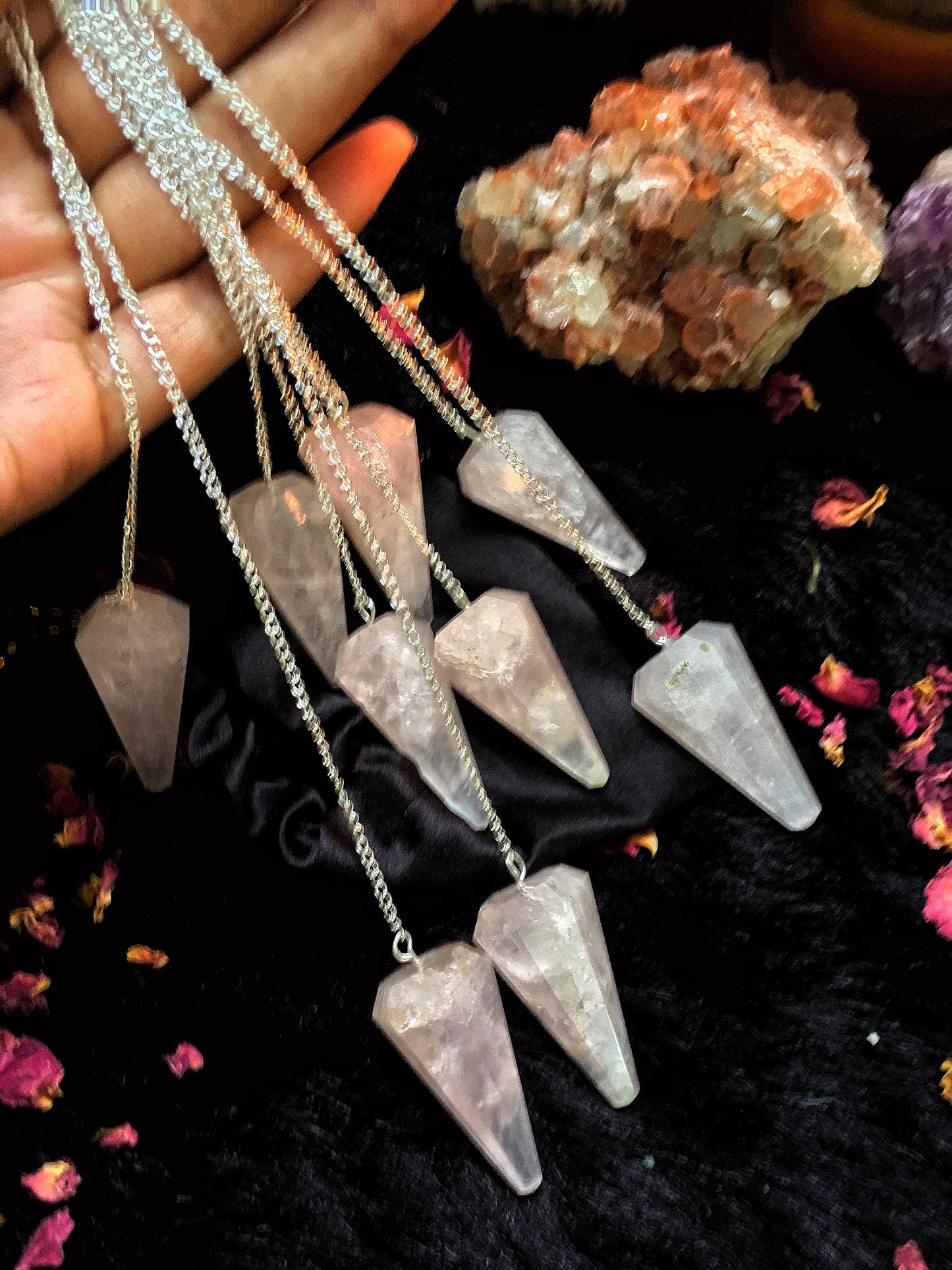 Rose Quartz Pendulum Crystal & Stones
