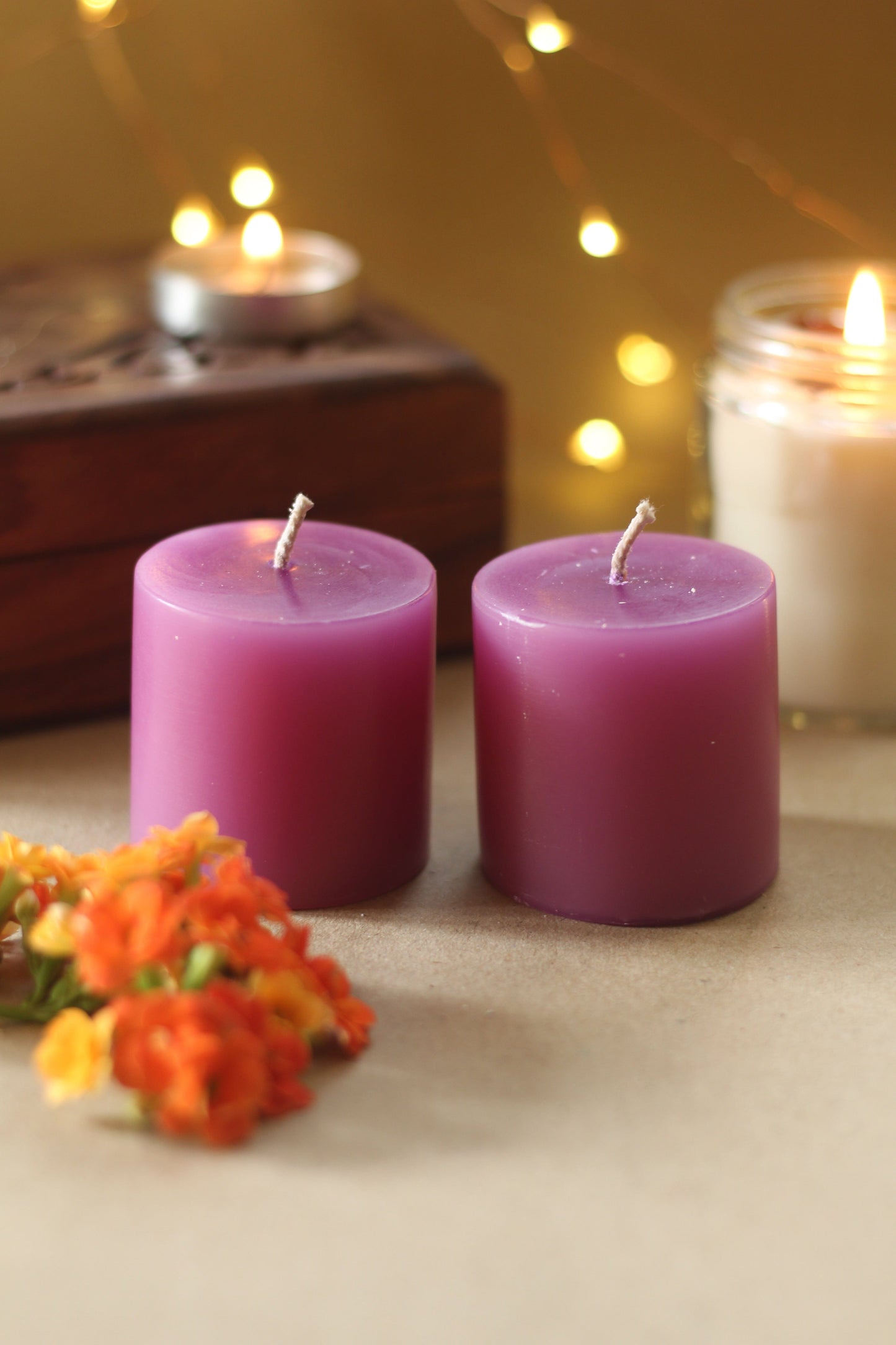 Lilith Small Purple Pillar Candle - 2 Inch Pack Of