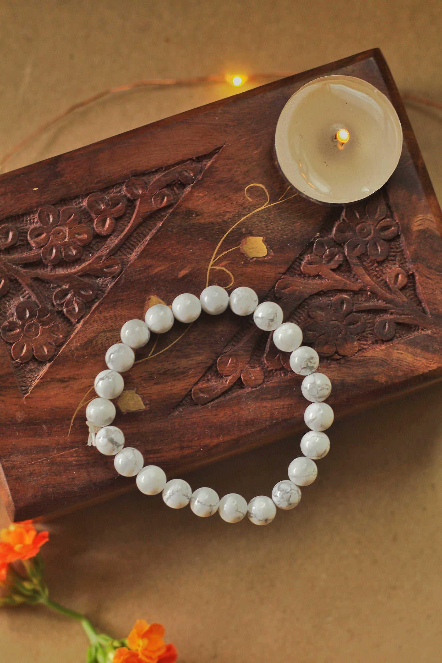 Howlite Bead Bracelet Crystal