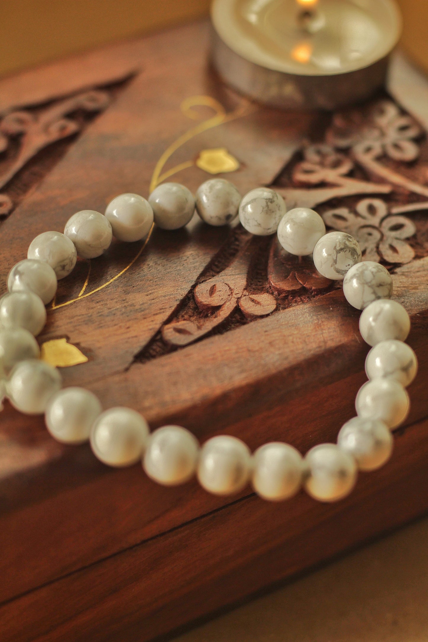 Howlite Bead Bracelet Crystal