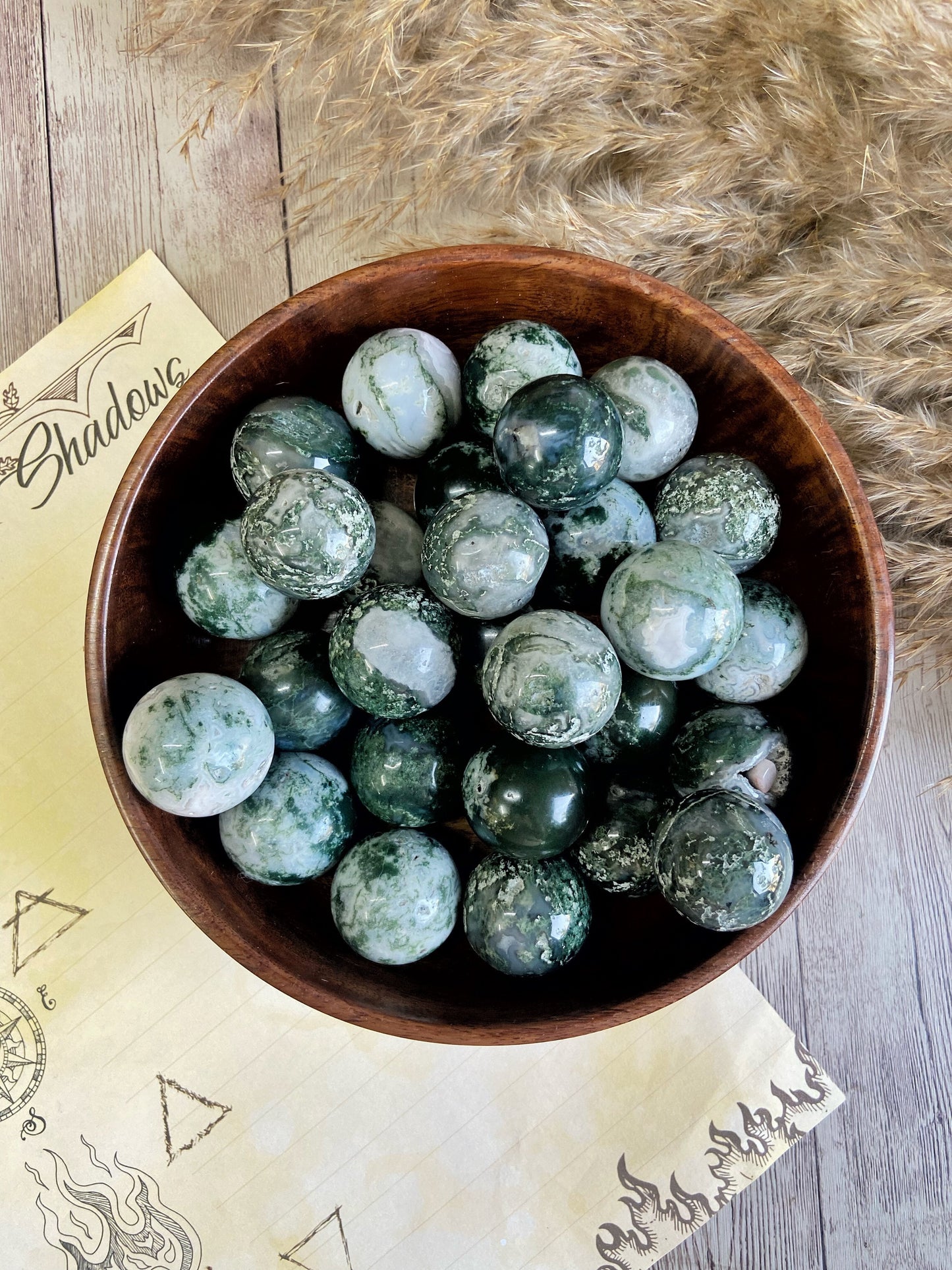 Moss Agate Mini Spheres Crystal & Stones