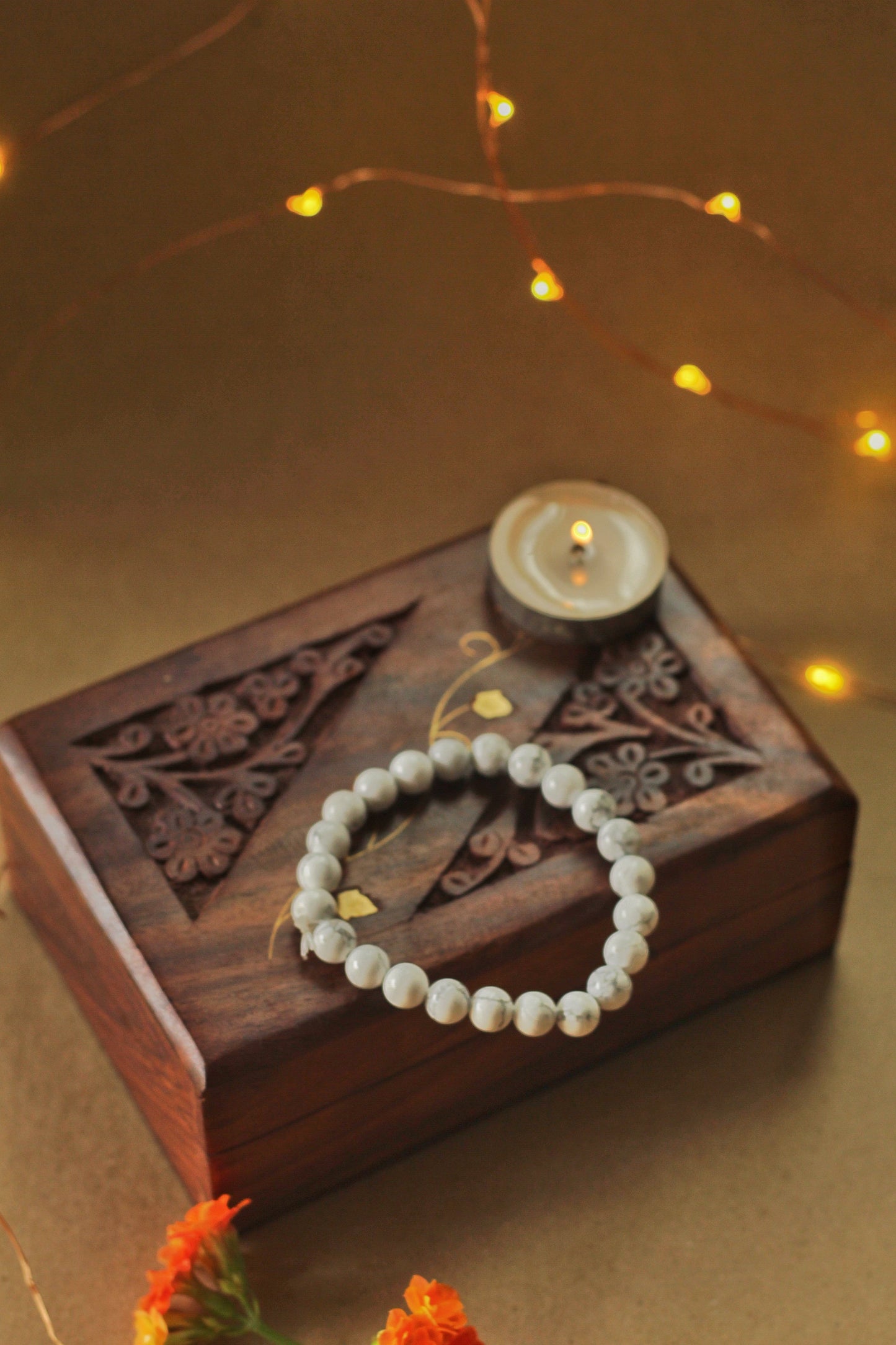 Howlite Bead Bracelet Crystal