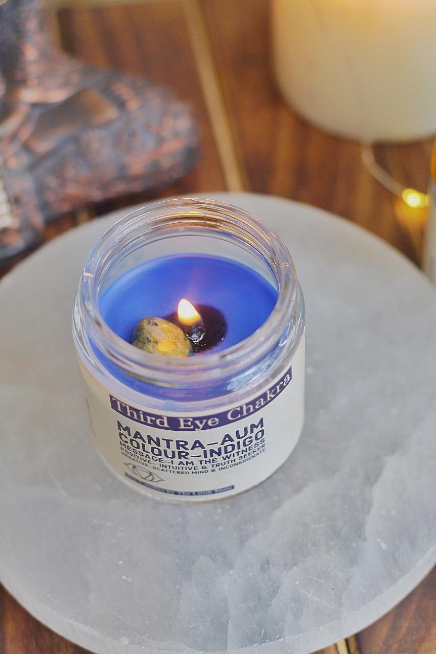 Third Eye Chakra Scented Candle With Crystal Tumble -Soy Wax -100 G