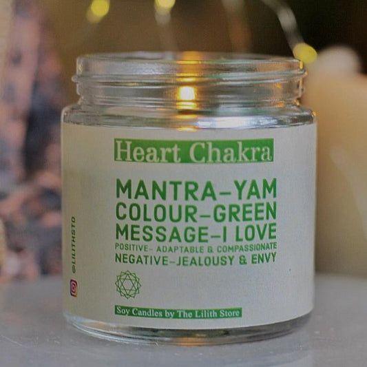 Heart Chakra Scented Candle With Crystal Tumble -Soy Wax - 100 G