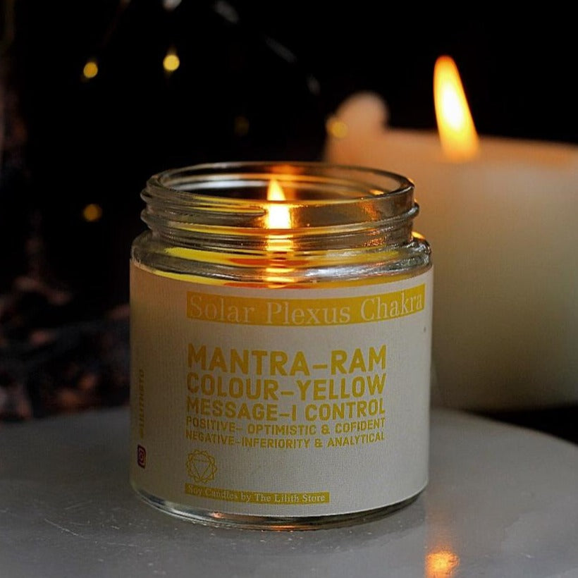 Solar Plexus Chakra Scented Candle With Crystal Tumble - Soy Wax 100 G
