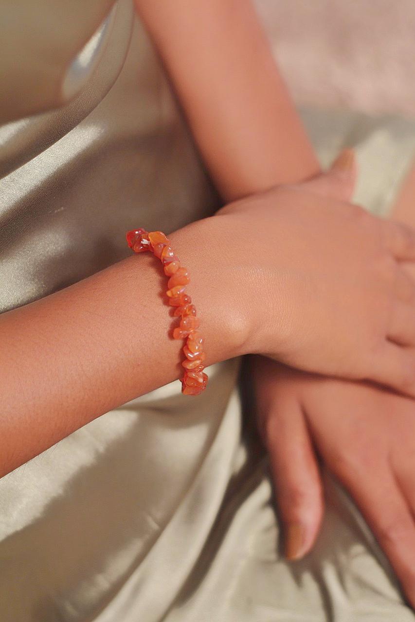Orange Carnelian Chips Bracelet Crystal