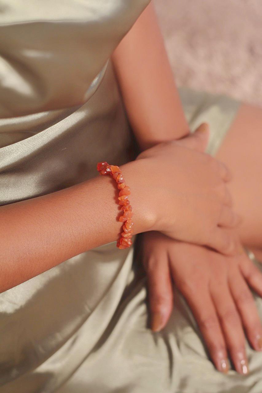 Orange Carnelian Chips Bracelet Crystal