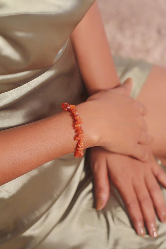 Orange Carnelian Chips Bracelet Crystal