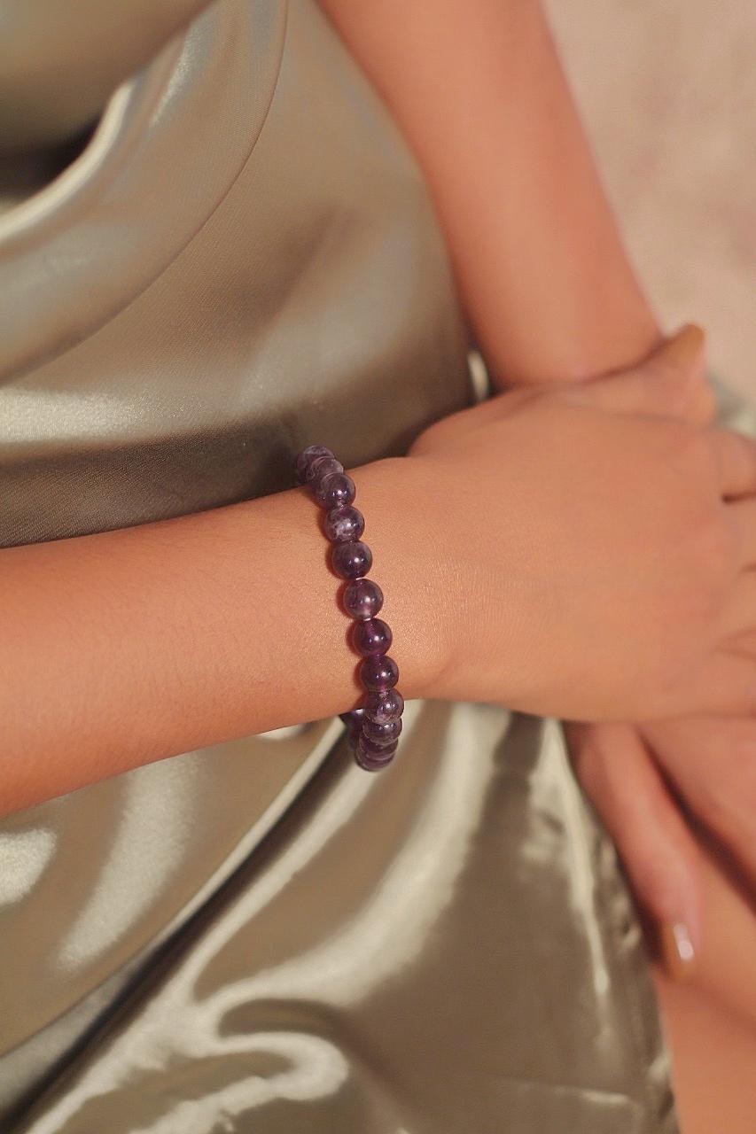 Amethyst Bead Bracelet - 8Mm | Helps Activating Third Eye & Psychic Abilities Crystal Jewellery