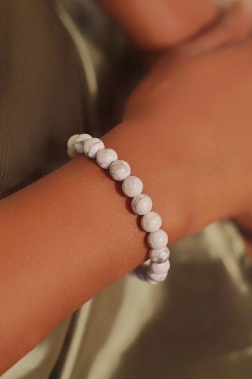 Howlite Bead Bracelet Crystal