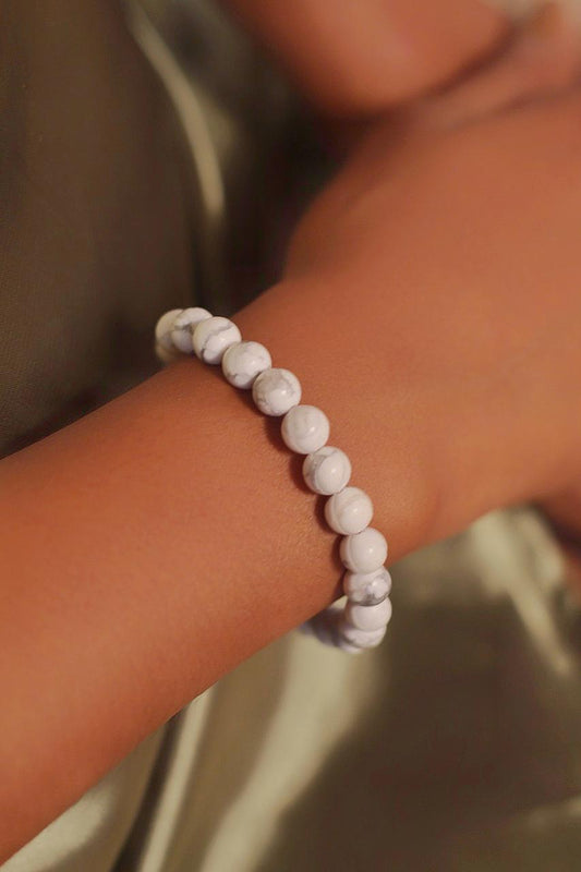 Howlite Bead Bracelet Crystal