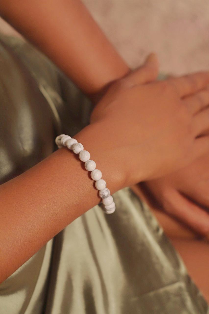 Howlite Bead Bracelet Crystal