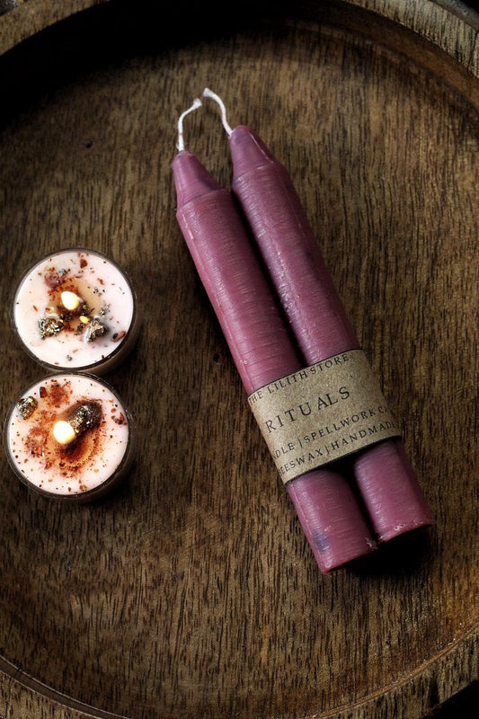 Pink Colour Bees Wax Spell Candles Scented & Unscented - Set Of 2 Candle